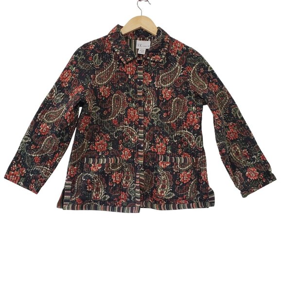 The Tog Shop Floral Paisley Quilted Jacket Petite Small Cotton Boho Folk Cottage - Picture 1 of 6
